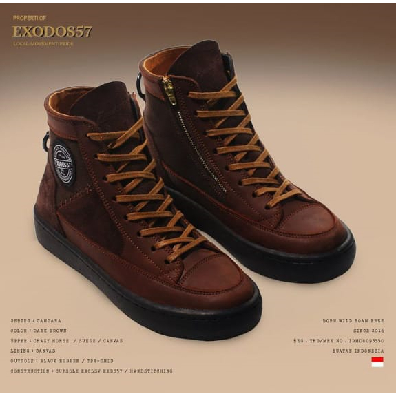 Exodos57 - Samsara Dark Brown - Sepatu Kulit Lokal