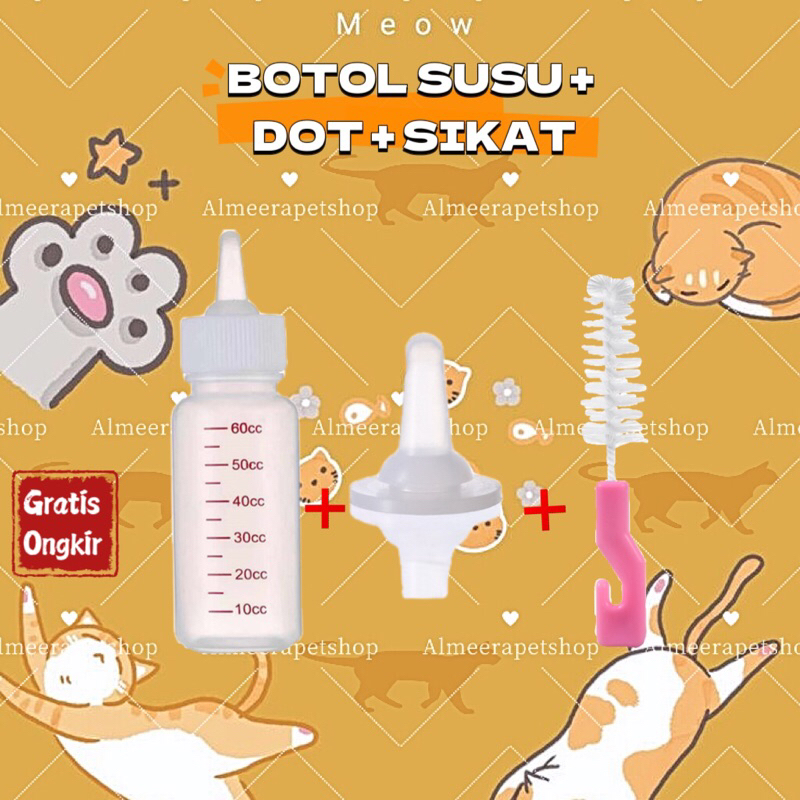 DOT ANAK KUCING BARU LAHIR BOTOL SUSU KUCING / ANJING BOTOL + DOT + SIKAT