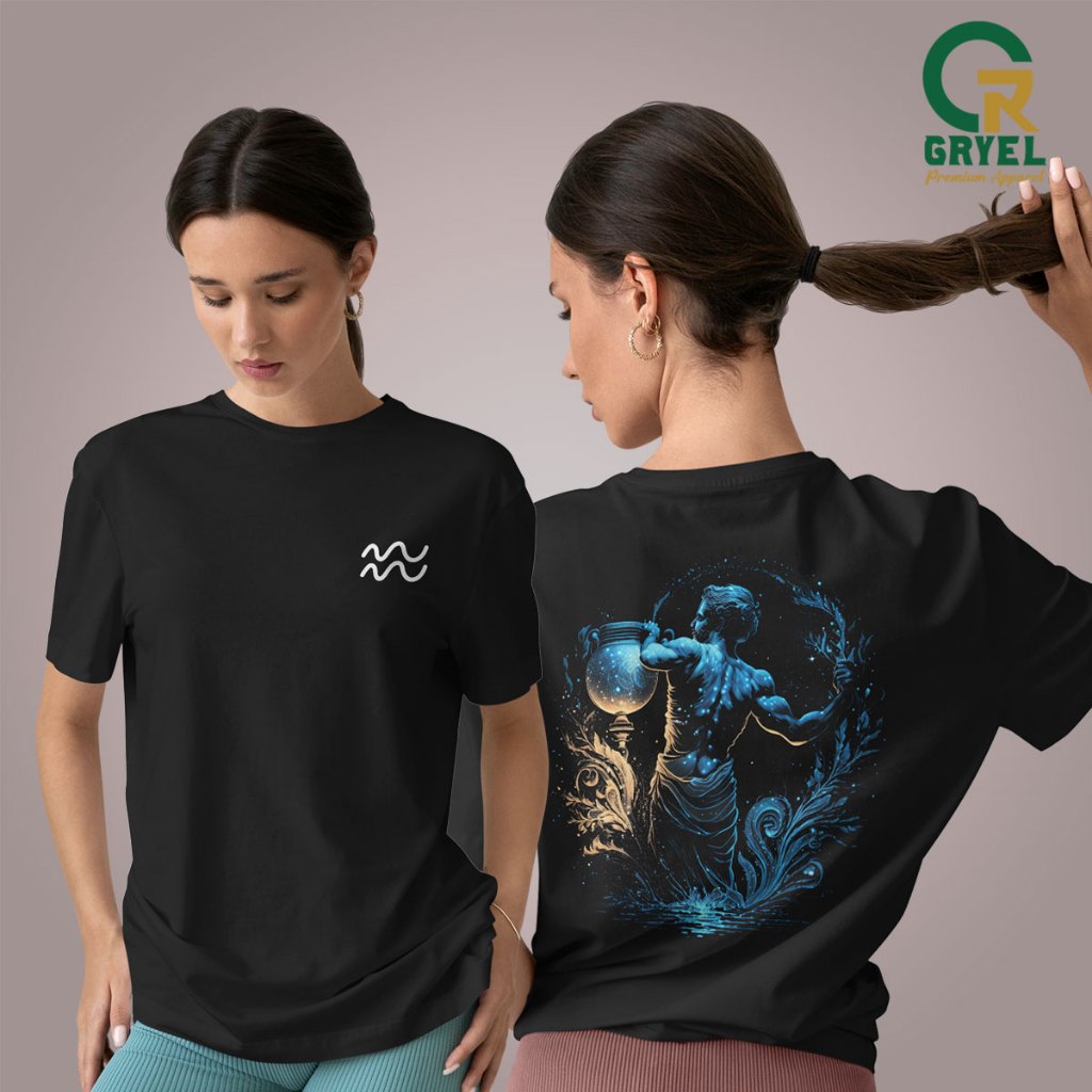 Kaos Pria Kaos Wanita Baju Distro T Shirt Premium Zodiac Aquarius