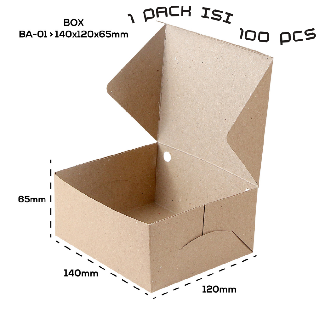 Snack Box Ukuran M FoodGrade Kemasan Makanan Kotak Polos | 100 PCS
