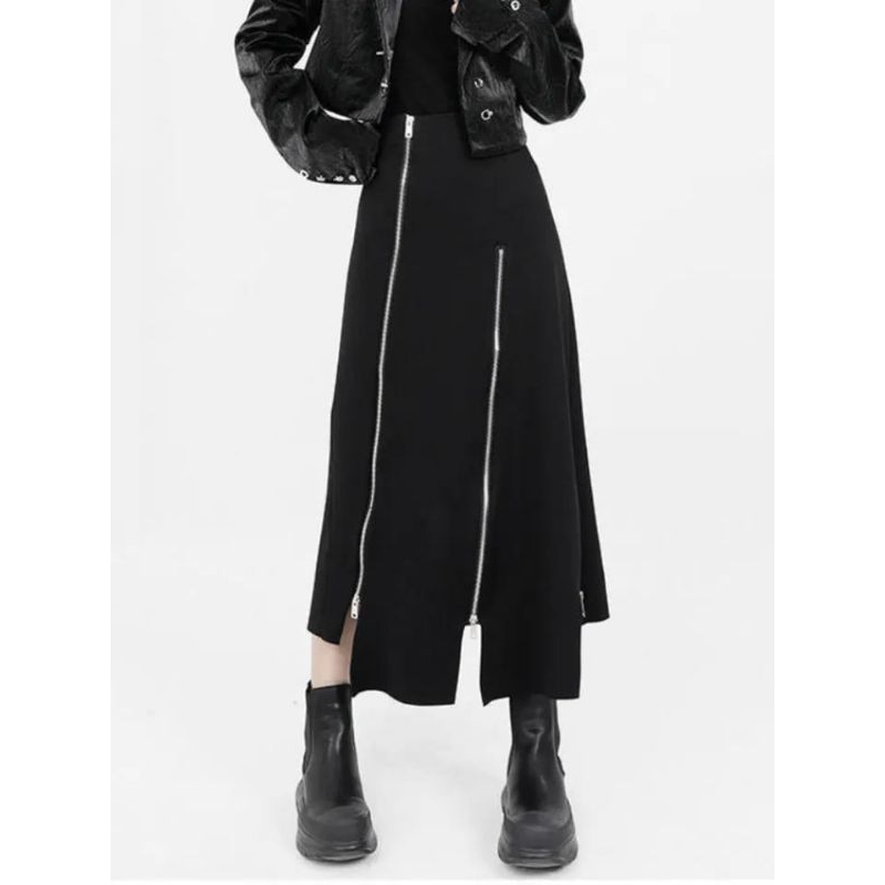 Rok panjang kulit pu wanita tree zipper/Rok kulit/leather skirt/rok kulit panjang