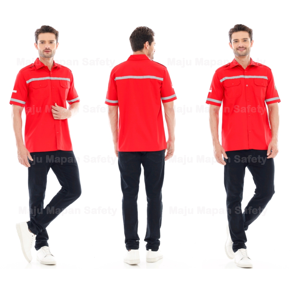 Wearpack Safety Baju Kerja Lapangan Lengan Pendek Merk ATX Merah