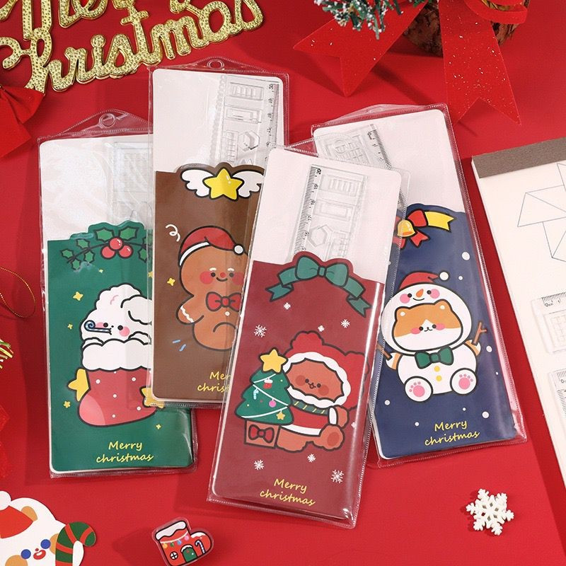 

Penggaris Plastik 1 SET 4IN1 Ruler Set Stationary Christmass HN-10 Premium Ruler Christmass New Year Edition