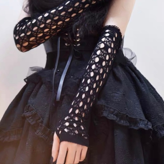 Hollow Fingerless Fairycore Grunge Gloves 8206