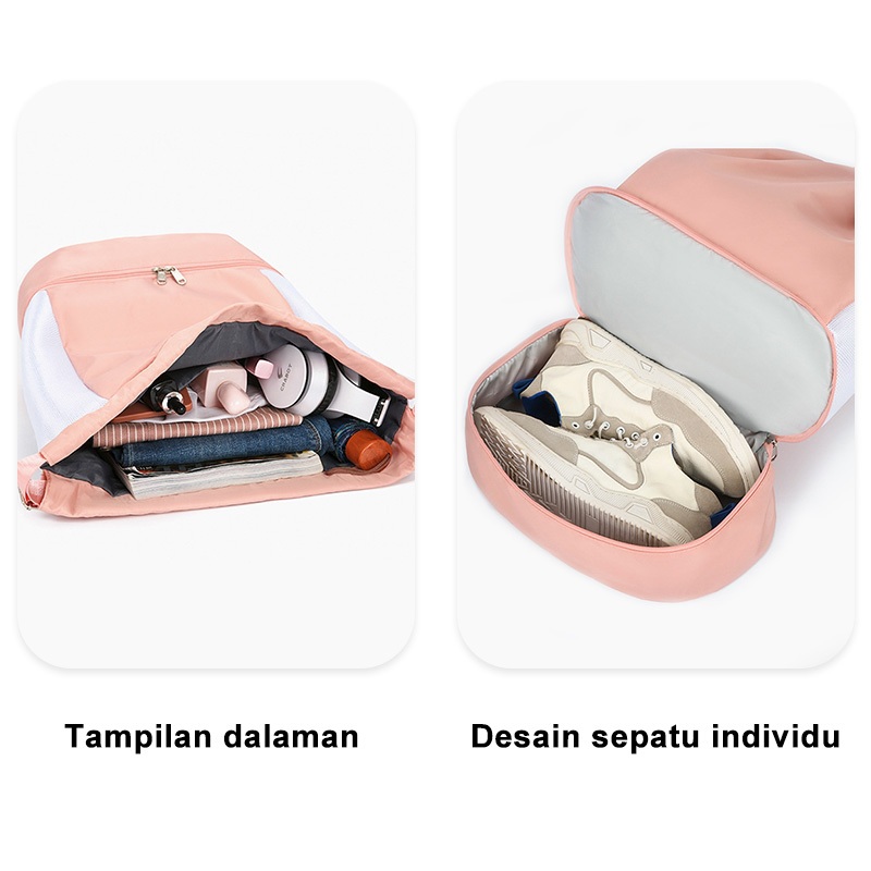 Tas Punggung Wanita Berbahan Kain Oxford, Dilengkapi dengan Tali Serut, Kapasitas Besar, Cocok untuk Liburan