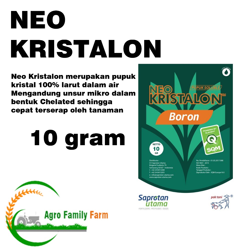 Pupuk neo kristalon BORON 10 gram pak tani mencegah rontok