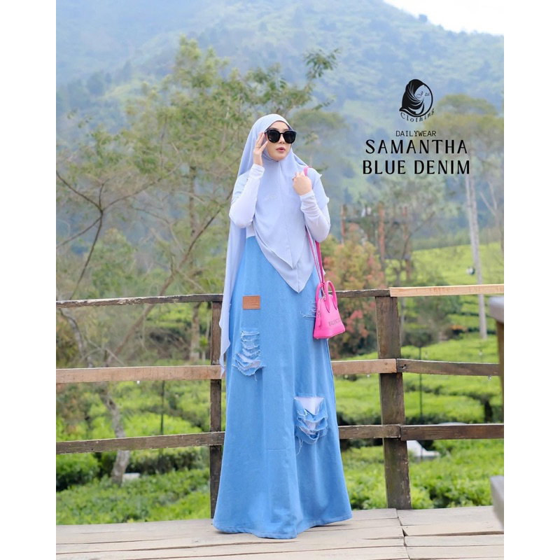 [ PO ] SAMANTHA BLUE DENIM BY JOZA CLOTHING GAMIS DRESS JINS JEANS CASUAL BIRU MUDA SOFT BLUE