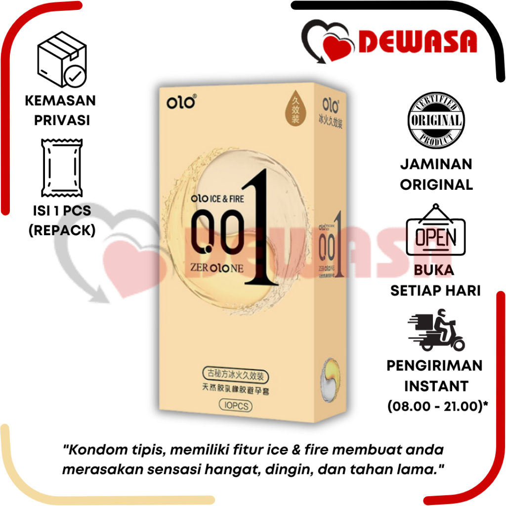 OLO Kondom 001 0.01 Performa Ice & Fire Gold - 1 Pcs (REPACK)