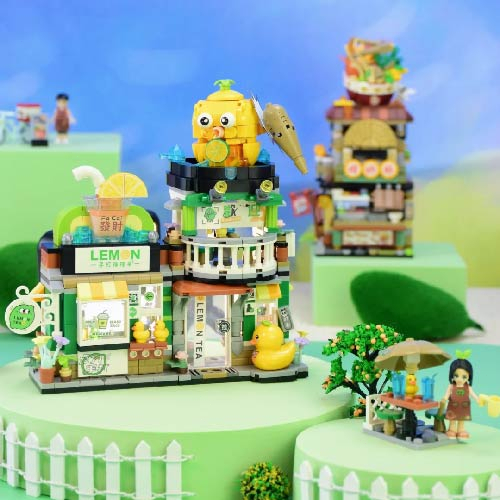 LOZ Nano Block Seri Makanan Street Food Series Lemon Tea Shop Mie Siput Mini Street View Luo Si Fen