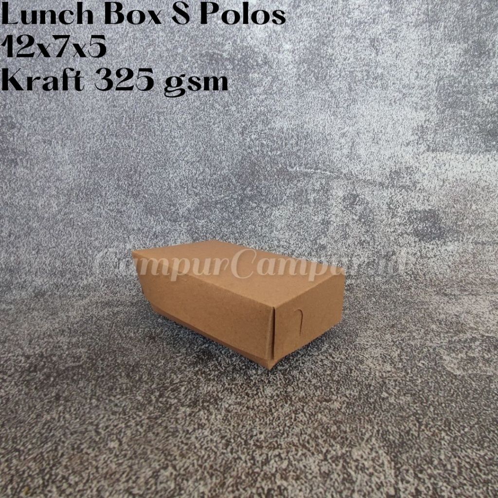 

Lunch Box S Paper Kraft Coklat Laminasi Polos 12x7x5 Packaging Makanan Kotak Nasi