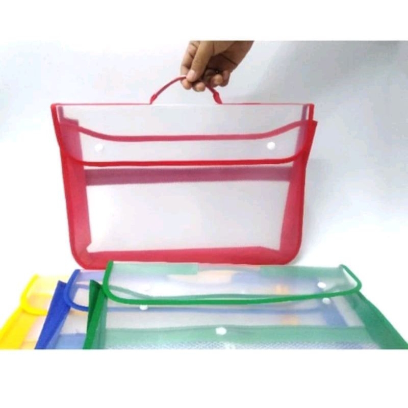 

Tas plastik tenteng kancing/ziper school bag/map tenteng sekolah