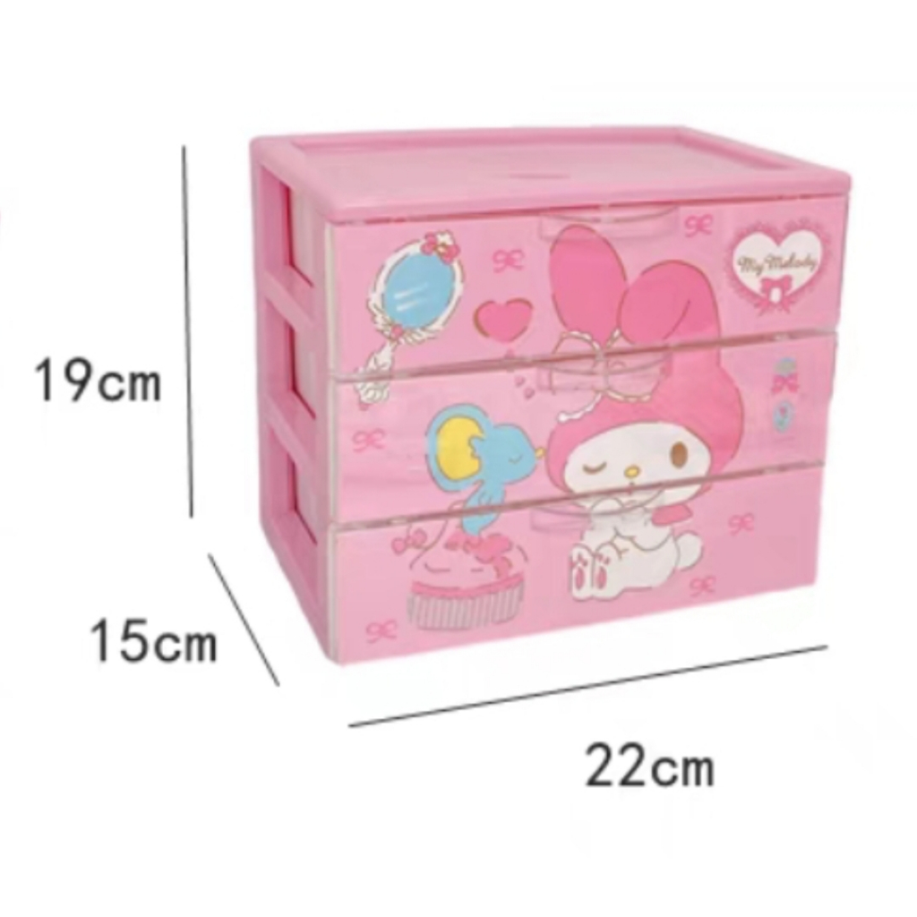 Laci Drawer 3 Susun Sanrio My Melody Kuromi Cinnamoroll