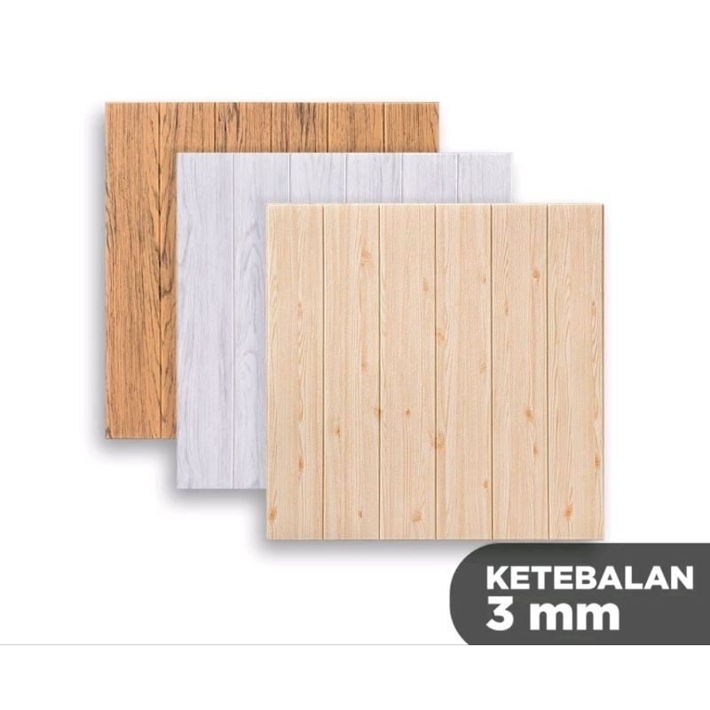 wallpaper dinding 3d foam motif kayu berkwalitas