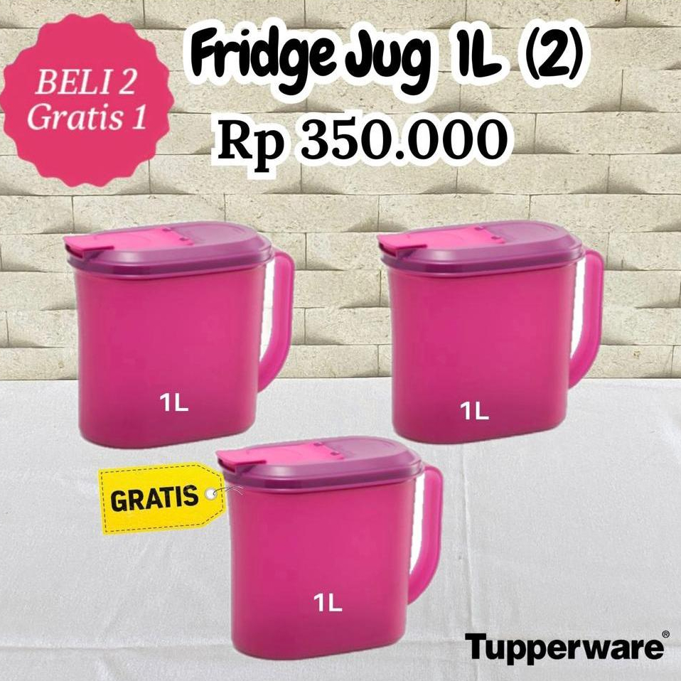 Tupperware Fridge Jug 1L Beli 2 Gratis 1Tempat Jus, Tempat Jus Buah, Tempat Sirup, Pitcher