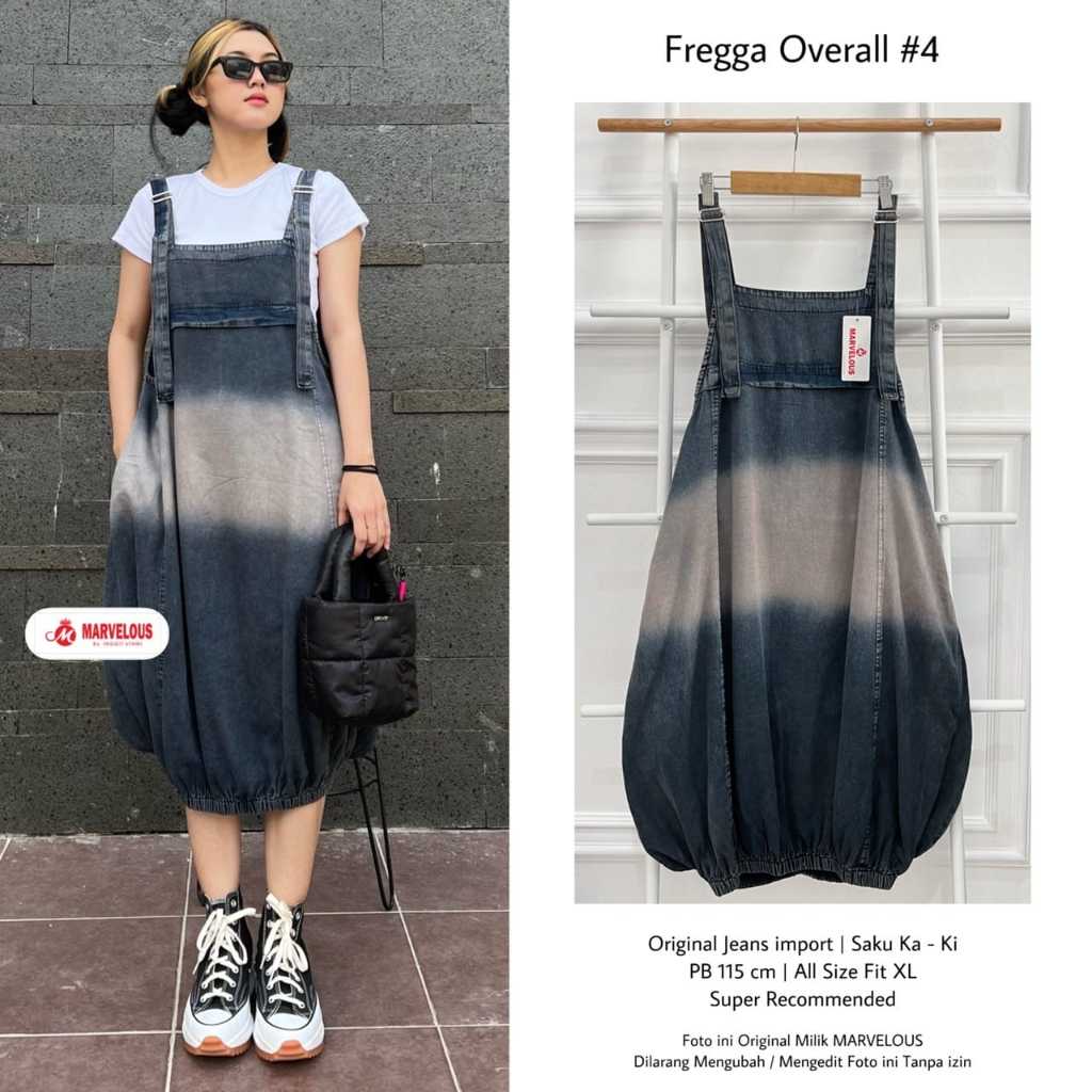 [Bisa COD] Fregga overall by Mutia overall jeans premium size jumbo ld 104 cm fregga overall midi ga