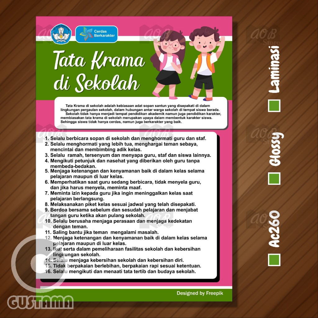 

Poster Tata Krama di Sekolah, Poster Edukasi Laminasi A3