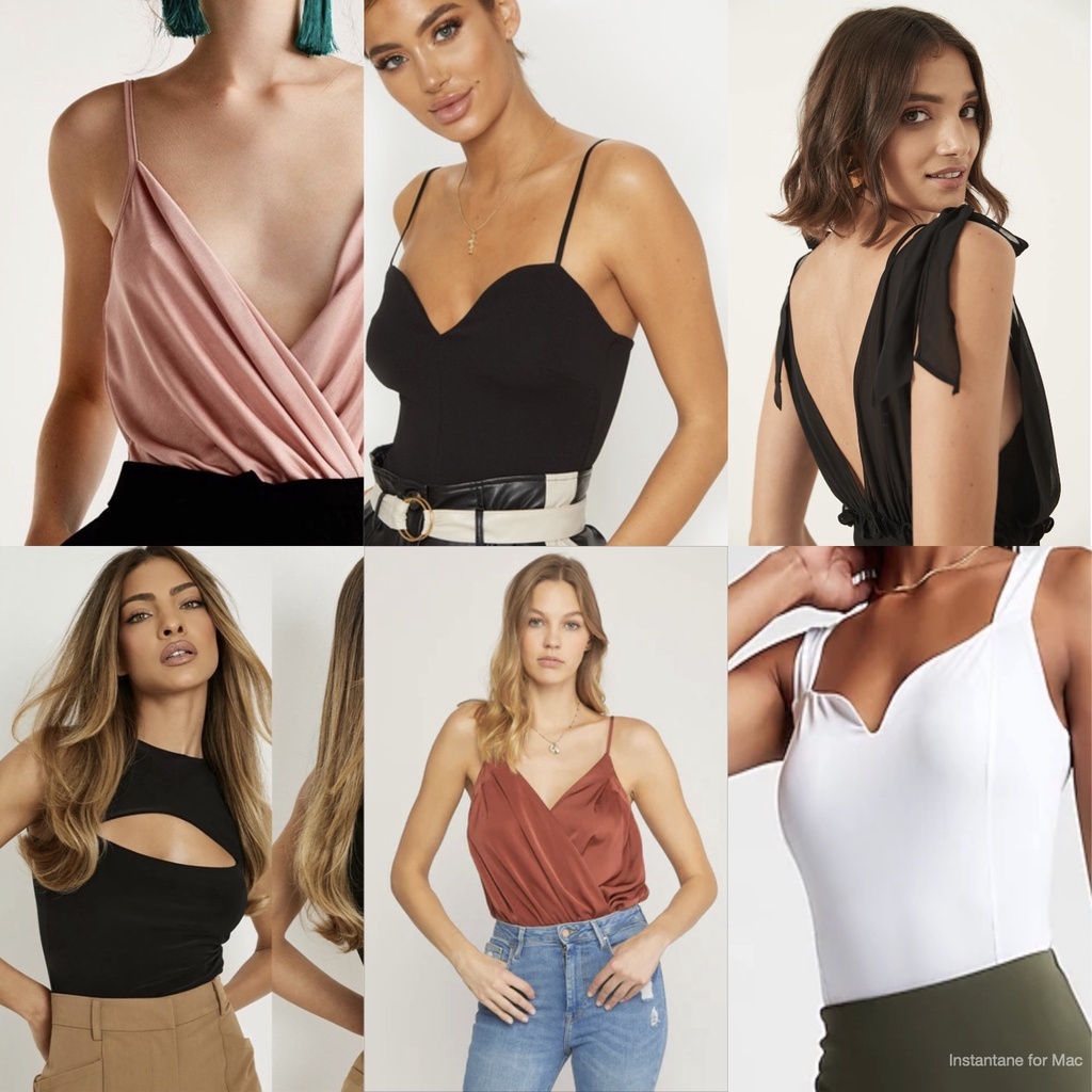 #2 EXPRESS (NEUTRAL SERIES) Body Contour Ribbed High Halter Neck Thong Bodysuit Tank Top Kutang Scul