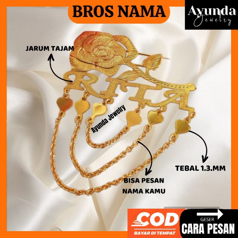 Bros Nama Custom lapis emas Bros Nama Lapis emas Bros custom logo