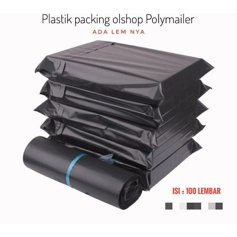 

Plastik packing Polymailer Hitam ,10cm x 20 cm