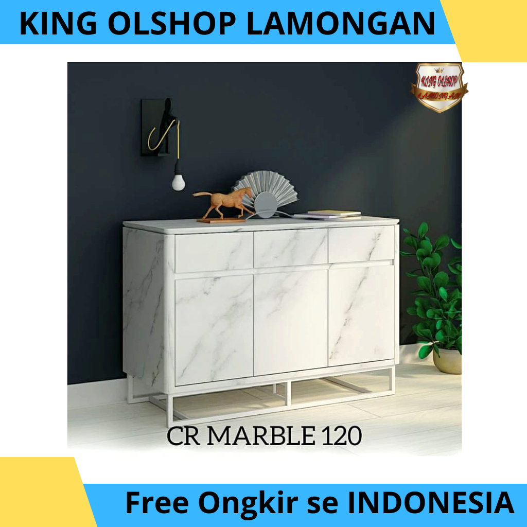 Siantano Lemari Rak Bufet Tv CR Marble 120 / Buffet [LAMONGAN]