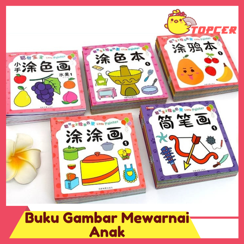 

Buku Mewarnai Gambar Aktivitas Edukasi Anak Mewarnai / Menggambar - Drawing Colouring Book Belajar Hewan Sayur Buah