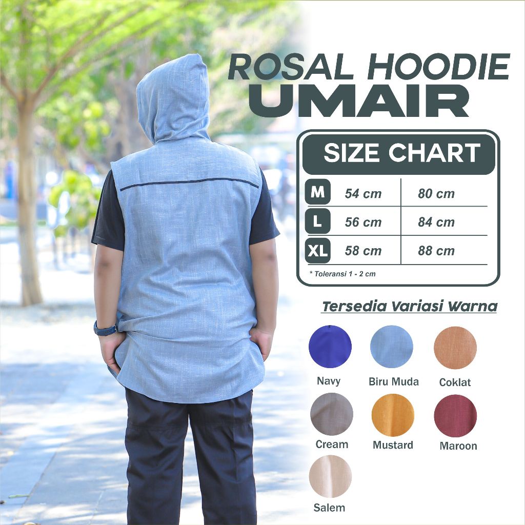 Rompi Sholat Pria Jumbo Hoodie Dewasa Rosal rompi baju sholat rompi shalat rompi muslim rompi sholat
