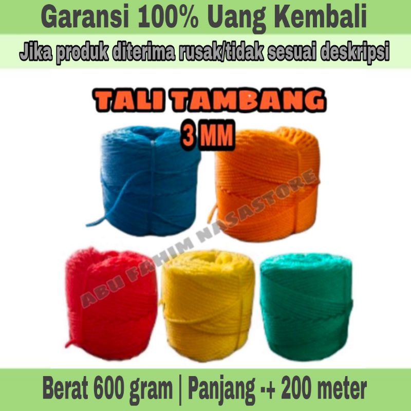 TALI TAMBANG 3 MM 600 GRAM / TALI 3 MM / TALI TAMBANG PE / TALI LAYANGAN