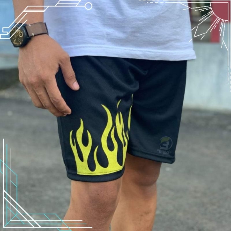 Celana Pendek Pria Kolor Boxer Motif Api Bahan Katun Lotto