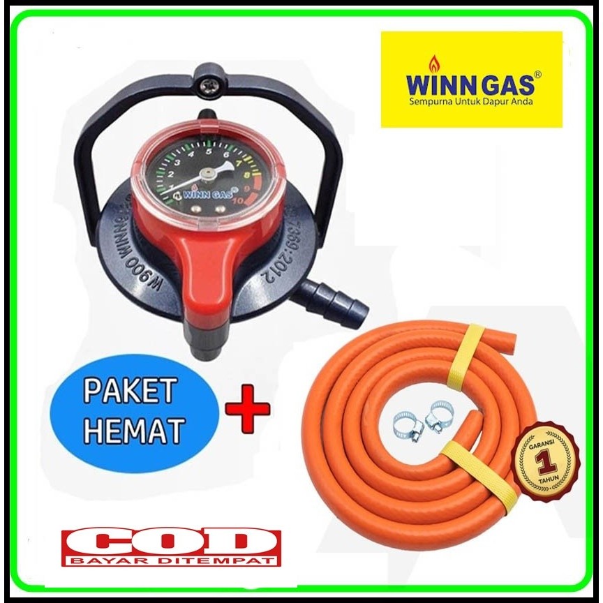 Paket Regulator Kepala Gas / Regulator Winn Gas Tekanan Rendah W 900 M Double lock Bagus