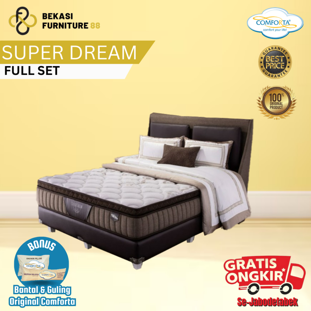 COMFORTA Kasur Springbed ( Super Dream ) Full Set ukuran 90,100,120,160,180,200x200