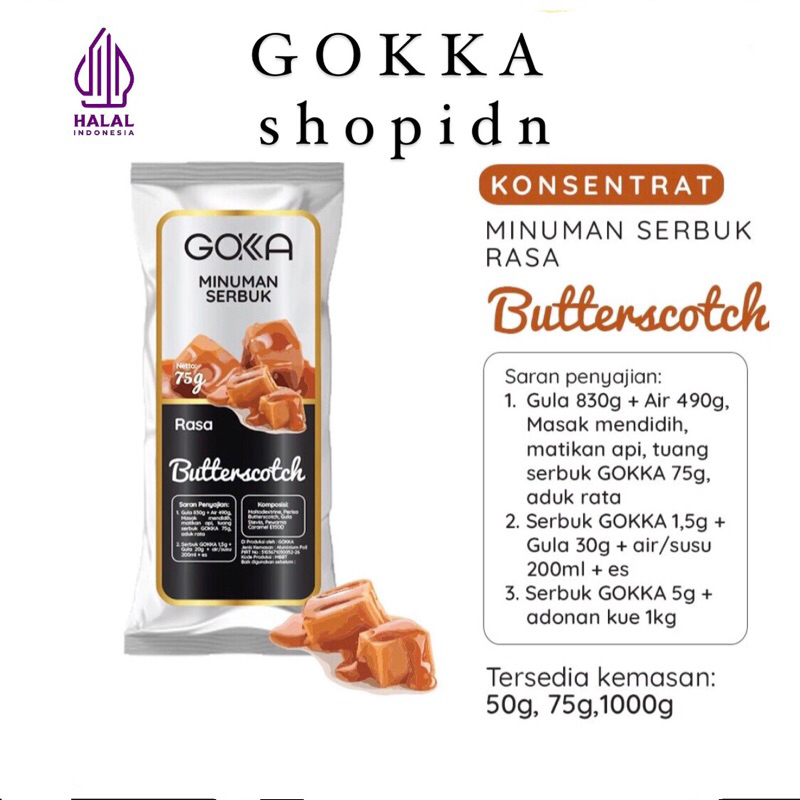 

Bubuk Minuman Buttersctoch Gokka 50g - Powder drink Butterscotch 50g [Gokka Drink 50g]