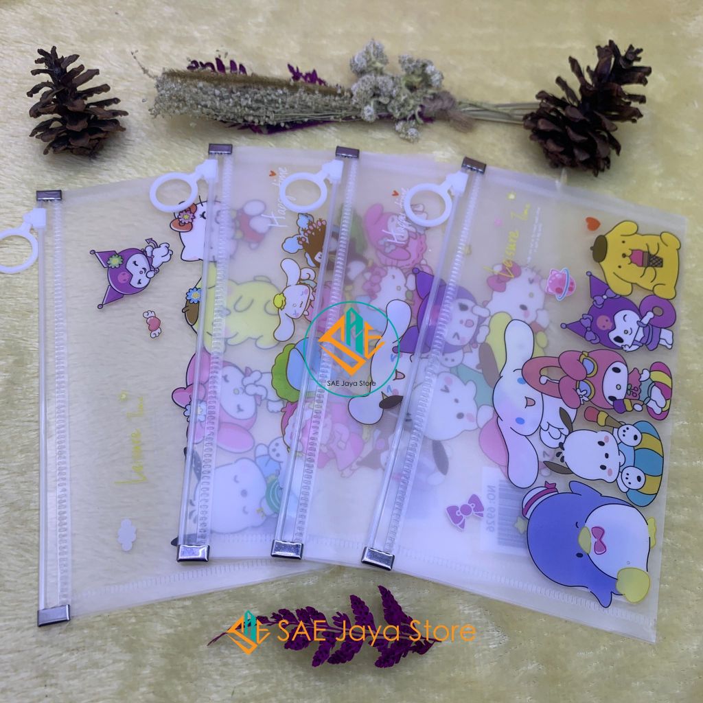 SAE - POUCH ZIPLOCK MIKA TEBAL MOTIF SANRIO MULTIFUNGSI SERBAGUNA / POUCH MIKA TEBAL