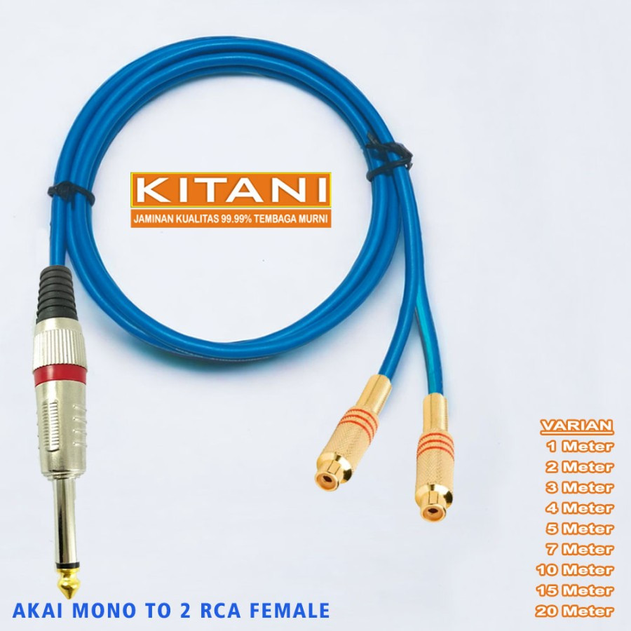 Kabel Audio Jack Akai Mono to 2 RCA Cewe/Female - Kitani