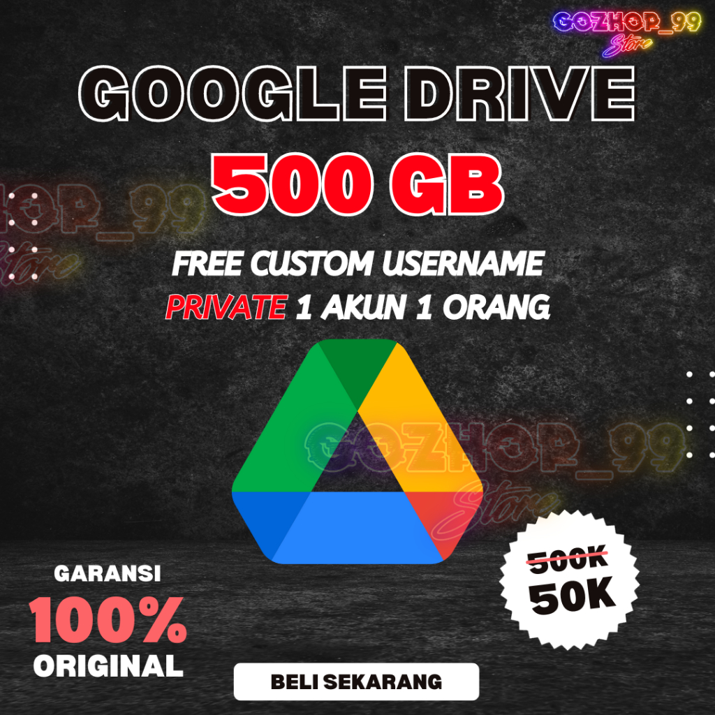 Google Drive Unlimited Max 500 GB PRIVATE  Google Photos 500GB dan Google Meet Unlimited Lifetime Be