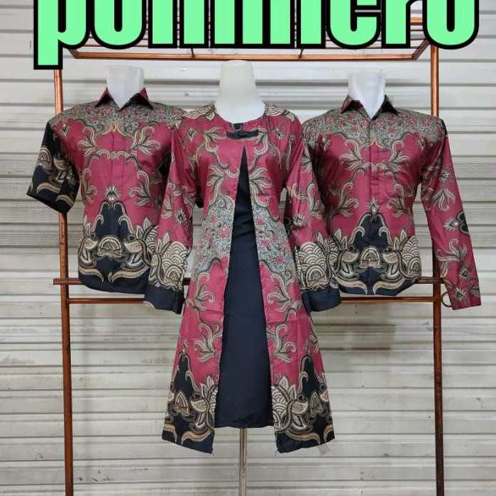 Baju Batik HSN Polimicro | Batik Pria | Batik Wanita | Batik Couple Magenta Green Cream