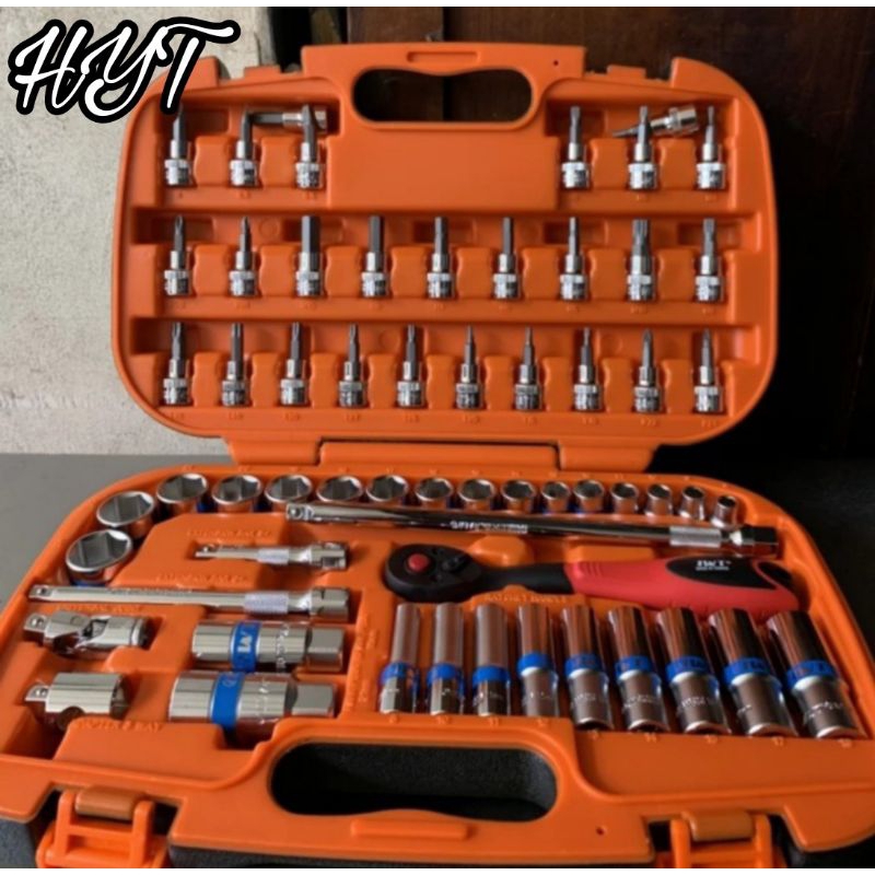 Kunci socket set lengkap 58Pcs IWT 3/8DR Chrome Vanadium tool kit