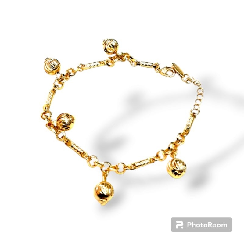 Gelang Rantai Bola Bola Titanium Gold