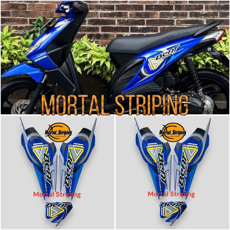 STIKER STRIPING LIS BODY BEAT KARBU 2009 2010 FULL BIRU