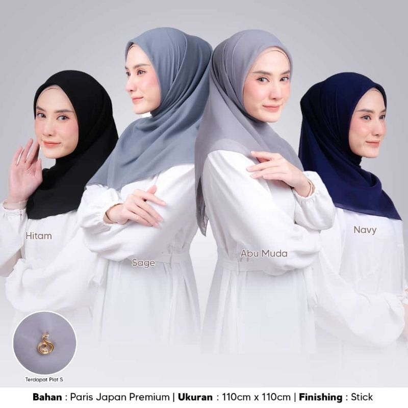 HIJAB ANSANIA PARIS PREMIUM / KERUDUNG SEGI EMPAT PARIS JAPAN PREMIUM LOGO METAL
