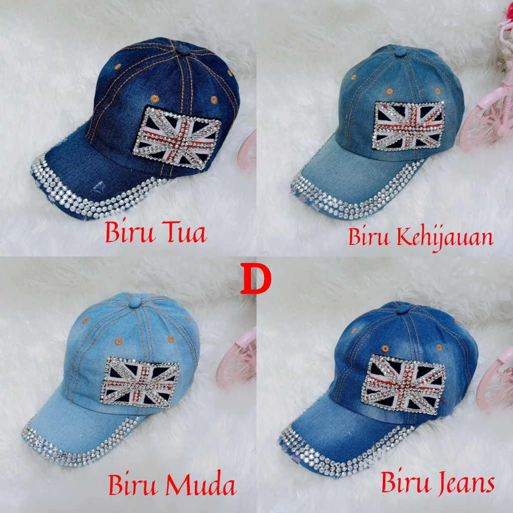 Topi baseball fahion Motek Blink/topi jeans import/topi zumba dance/Topi Denim wanita