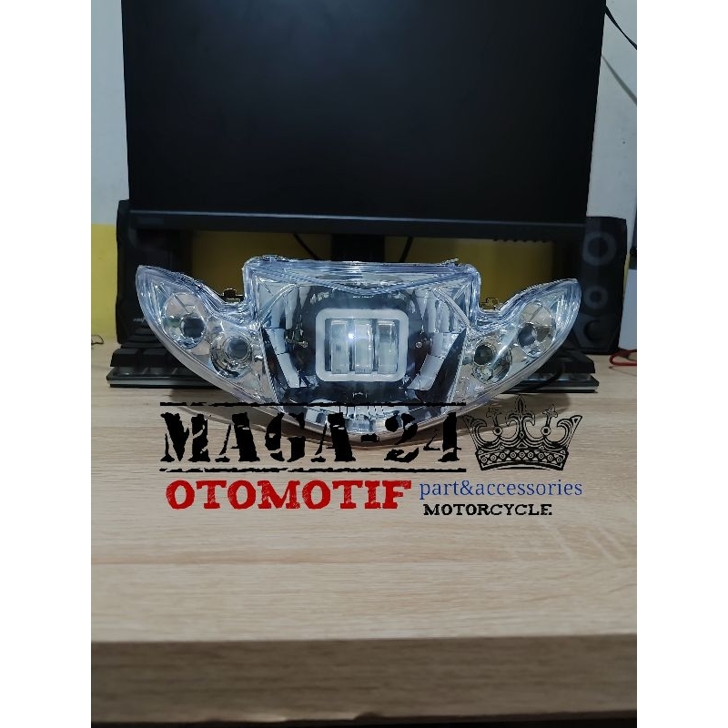 Lampu Depan Daymaker 3 Lensa Lis Biru Vega R New Headlamp Reflector Lampu Depan Daymaker Vega R New 