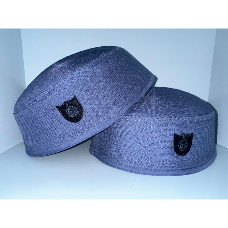 PECI Kopyah Malaysia abu motif logo coklat logo peci haji alay