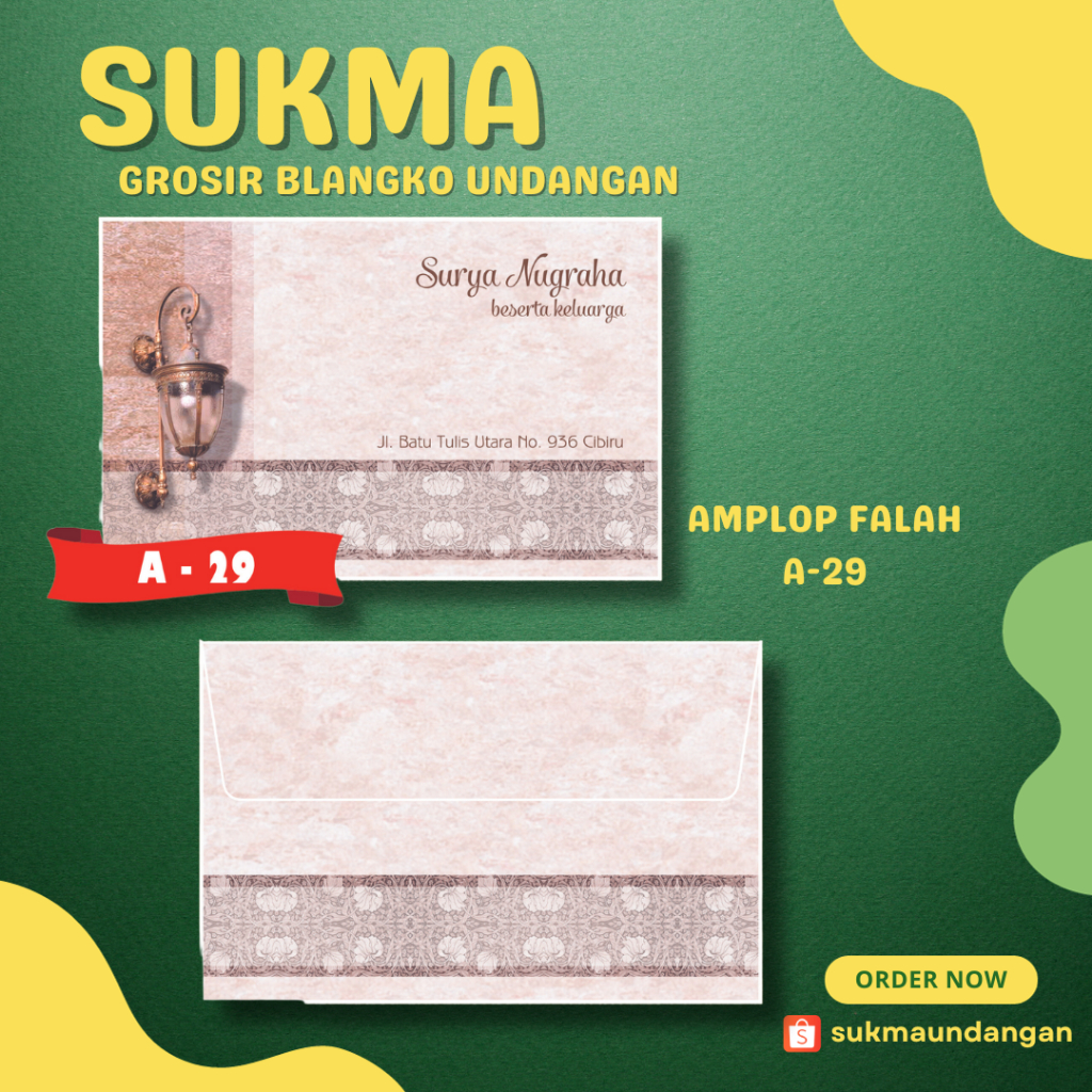 

AMPLOP KONDANGAN NIKAH MURAH FALAH A 29 50 PCS UKURAN KECIL | SUKMA UNDANGAN