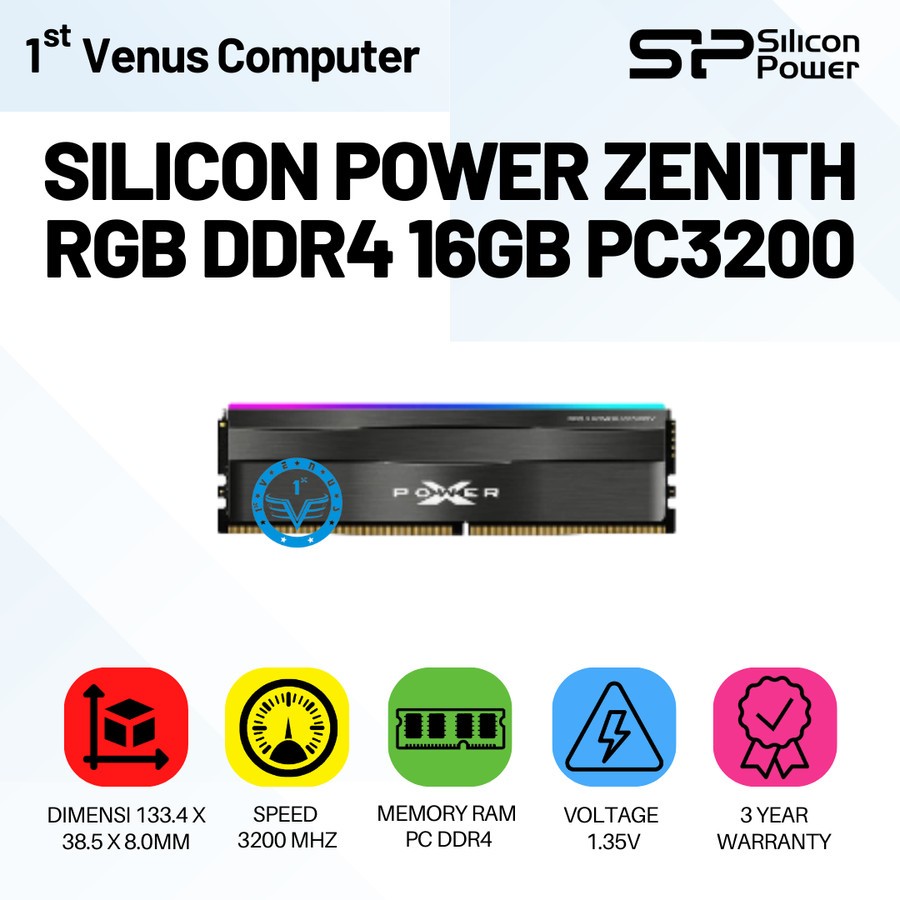 MEMORY RAM DDR4 16GB PC3200 SILICON POWER ZENITH RGB / MEM05-SLP