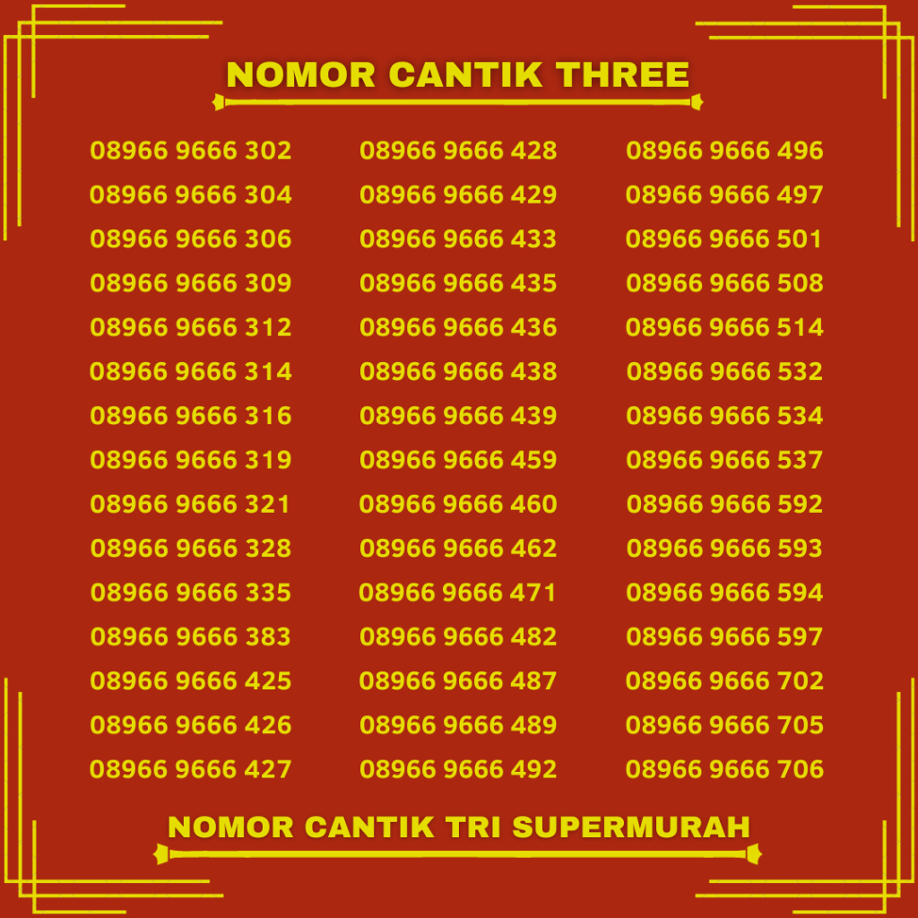 NOMOR CANTIK TRI 3 THREE 4G LTE