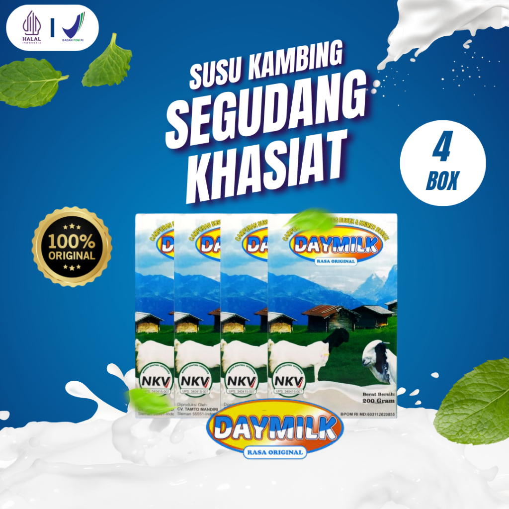 

[ PAKET 4 BOX ] Daymilk Rasa Original - Susu Kambing Etawa Premium Bubuk - 200gr / Susu Lezat Berkhasiat Solusi Masalah Pernafasan