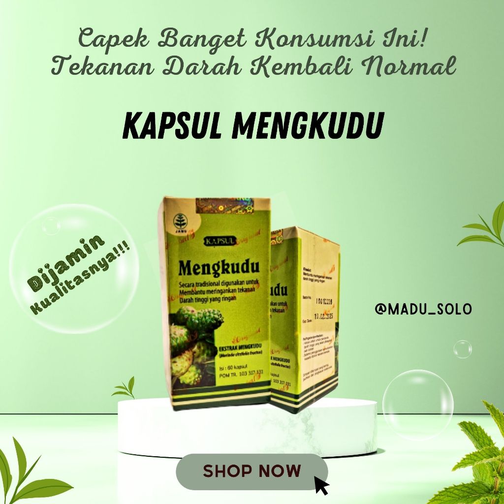 

KAPSUL MENGKUDU Original Isi 60 Kapsul | Membantu Meringankan Tekanan Darah Tinggi
