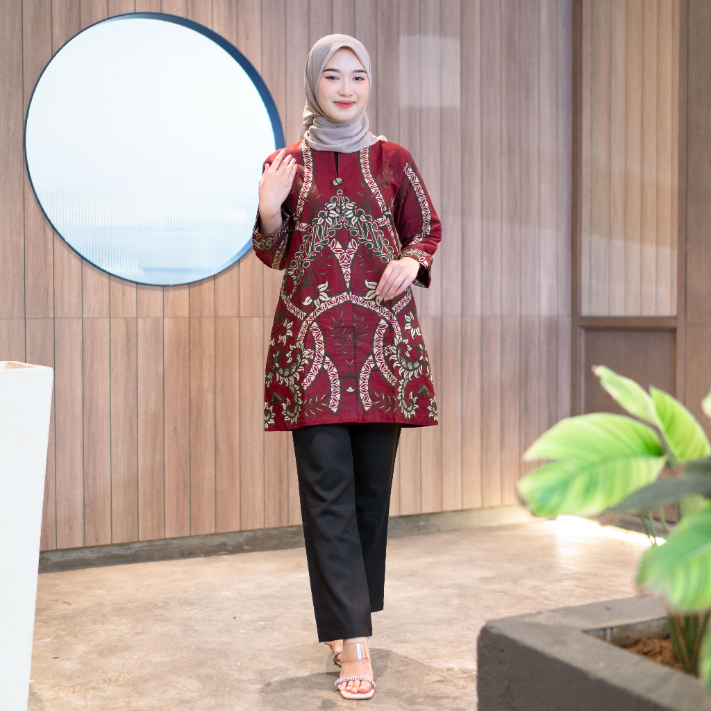 Tunik Batik Wanita Sulur Maroon Exclusive Faaro
