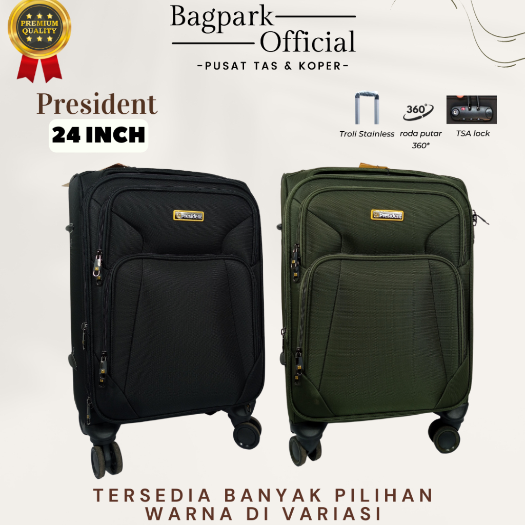 BAGPARK Koper Kain President 20 Inch 24 Inch / Koper Kain Tebal / Koper Kain Corak /Koper Cabin Baga