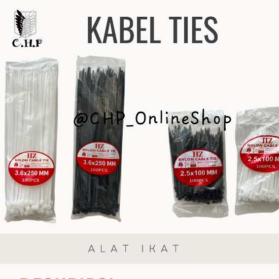 

Kabel Ties Hitam/Putih ISI 100pcs/bungkus .10cm.15cm.20cm.25cm.30cm